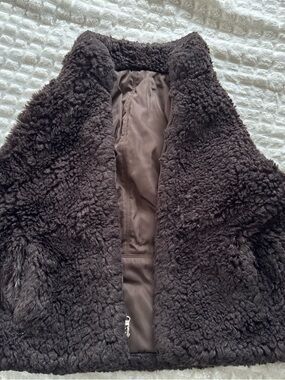 Liz Claiborne Dark Brown Faux Shearling Vest